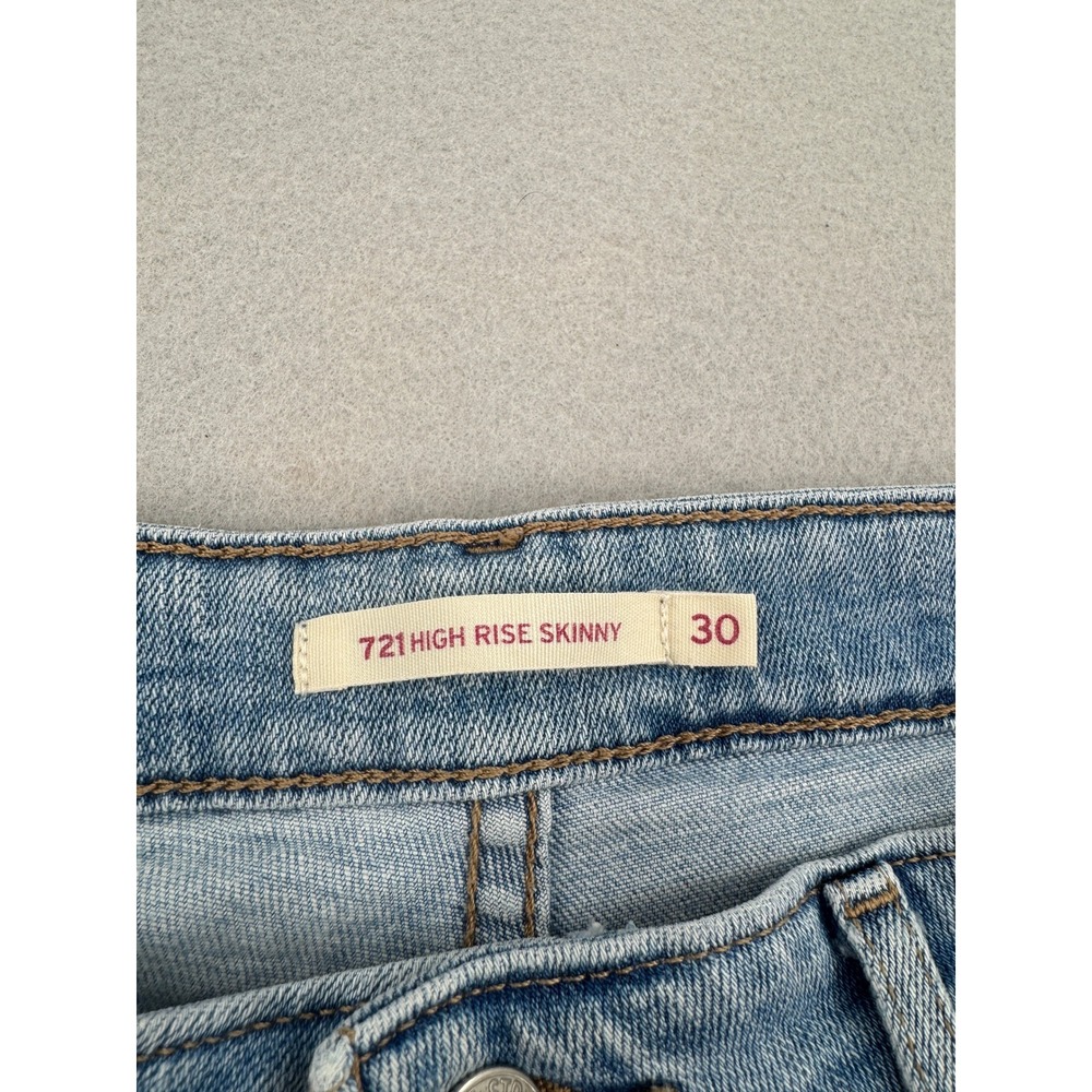 Levis 721 High Rise Skinny Jeans Womens 30x30 Light Wash Blue Denim Stretch - Picture 5 of 14